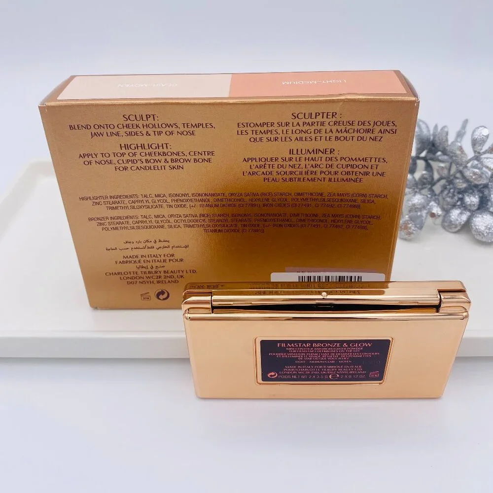 Charlotte Tilbury Beauty Set-Brush & Filmstar Bronze Glow Palette-2pc-BOXED-NEW